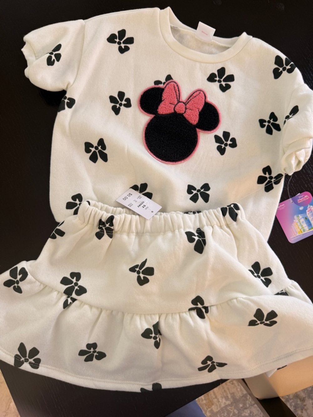 Disney Cream and Black Minnie Mouse Bow Matching Set